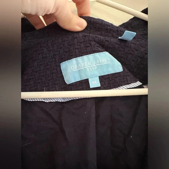 Draper James RSVP Navy Blue Textured Cotton Rayon Blazer // Size Medium - Picture 4 of 7